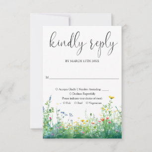 Watercolor Wildflowers Floral Wedding RSVP Card
