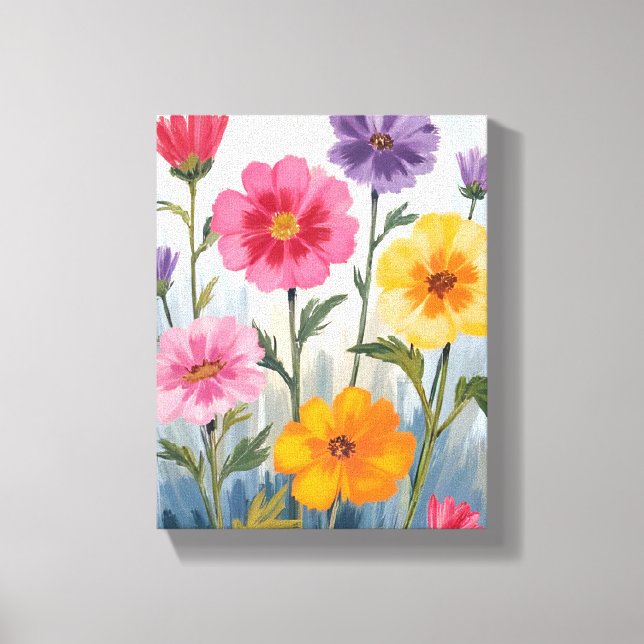 Watercolor Wildflowers | Flower Field Painting  Canvas Print (Front)