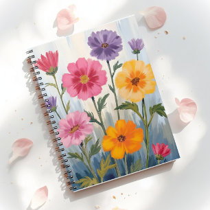 Watercolor Wildflowers Flower Field Painting Notebook