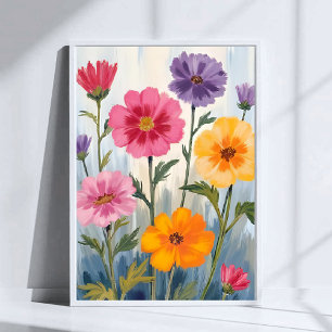Watercolor Wildflowers   Flower Field Painting  Poster