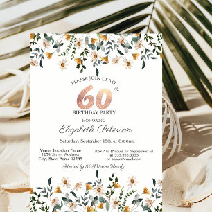 Watercolor Wildflowers Garden Party 60th Birthday Invitation