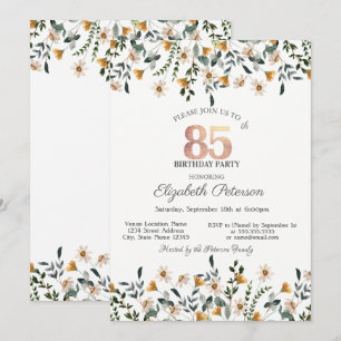 Watercolor Wildflowers Garden Party 85th Birthday Invitation