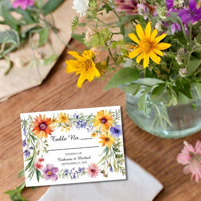 Watercolor Wildflowers Garden Spring Wedding Place Card (Creator Uploaded)