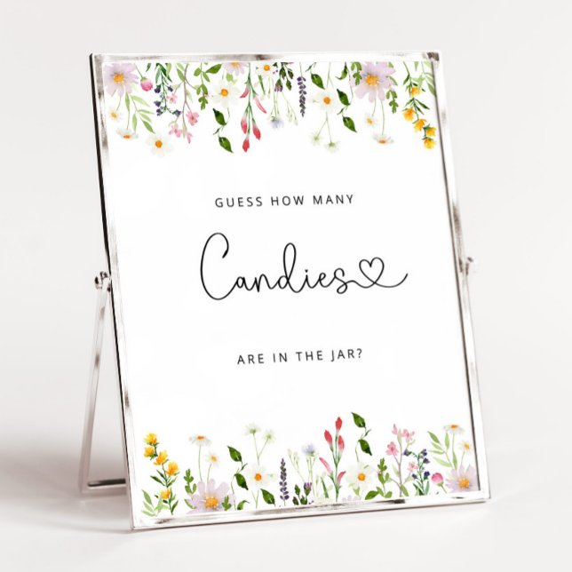 Watercolor wildflowers guess how many candies poster (Creator Uploaded)