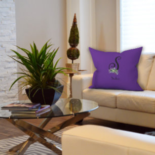 Watercolor wildflowers initial monogram cushion