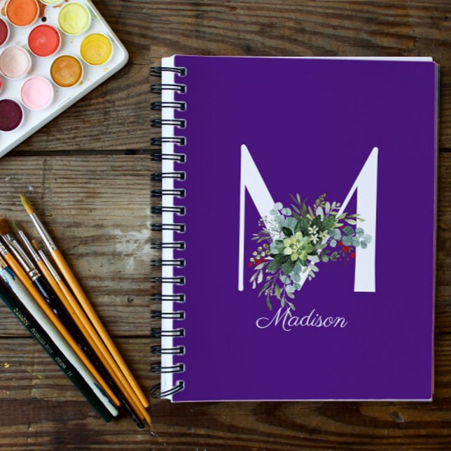 Watercolor wildflowers initial purple notebook (Creator Uploaded)