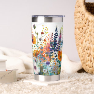 Watercolor wildflowers insulated tumbler