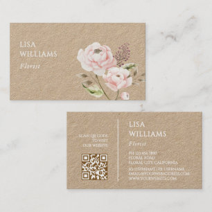 Watercolor Wildflowers Kraft Business Card