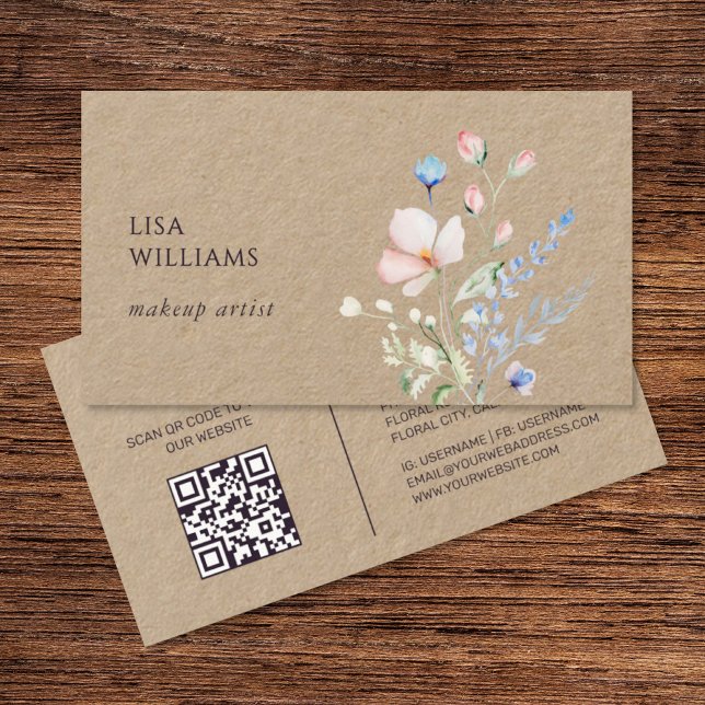 Watercolor Wildflowers Kraft Business Card (Creator Uploaded)