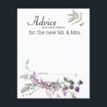 Watercolor Wildflowers Lavender Floral Advice Card<br><div class="desc">Beautiful Watercolor Wildflowers of Soft Greens and Lavender and Purples.  Personalise with your event details easily and quickly,  simply press the customise it button. Coordinating floral on the back. Matching items to complete your event collection are available in our Zazzle store!</div>