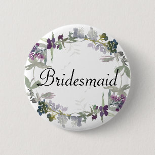 Watercolor Wildflowers Lavender Floral Bridesmaid 6 Cm Round Badge