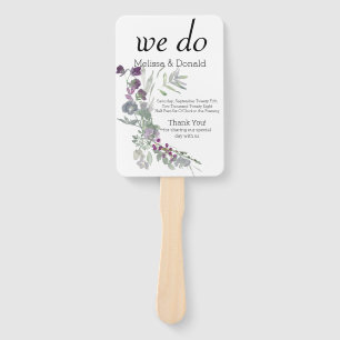 Watercolor Wildflowers Lavender Floral Program Hand Fan