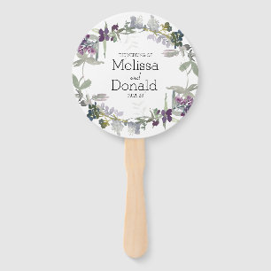 Watercolor Wildflowers Lavender Floral Program Hand Fan