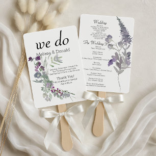 Watercolor Wildflowers Lavender Floral Program Hand Fan