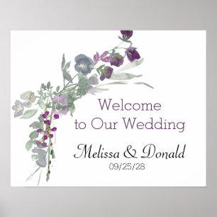 Watercolor Wildflowers Lavender Floral Wedding Poster