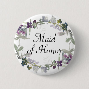 Watercolor Wildflowers Lavender Made of Honour 6 Cm Round Badge