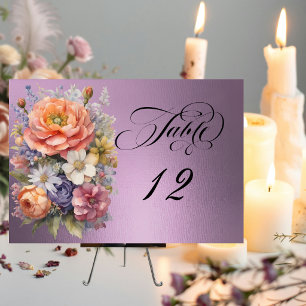Watercolor Wildflowers - Lavender Table Number