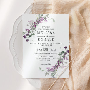 Watercolor Wildflowers Lavender Wedding Invitation