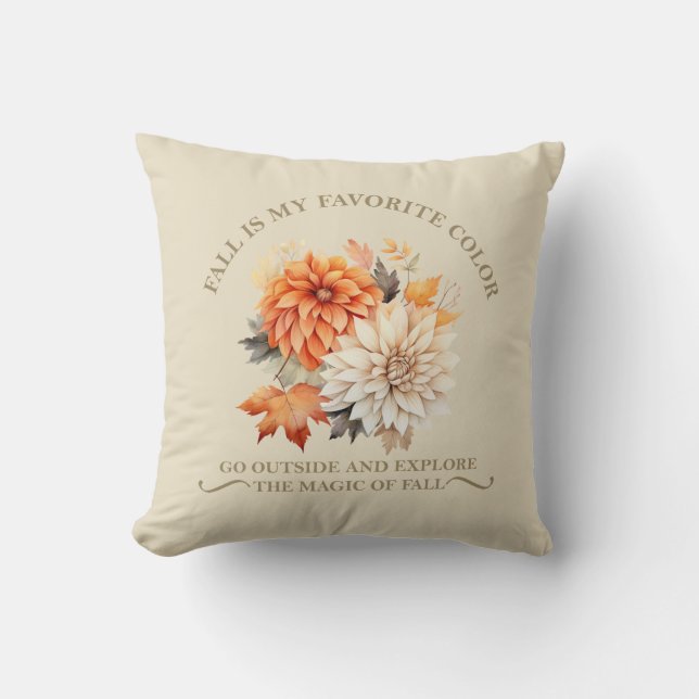 Watercolor wildflowers leaves fall autumn quotes cushion (Front)