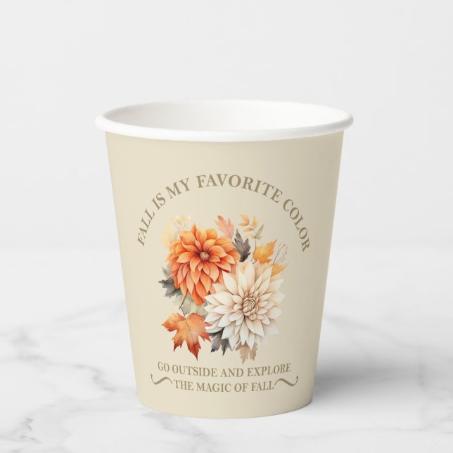 Watercolor wildflowers leaves fall autumn quotes paper cups (Front)