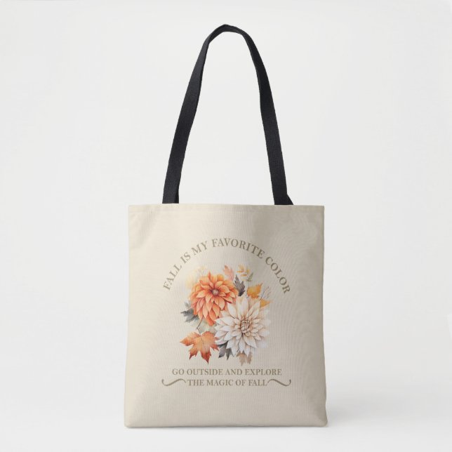 Watercolor wildflowers leaves fall autumn quotes tote bag (Front)
