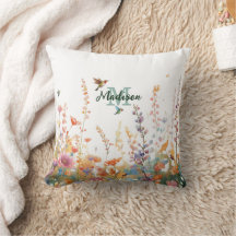 Watercolor Wildflowers Monogram Personalized Name