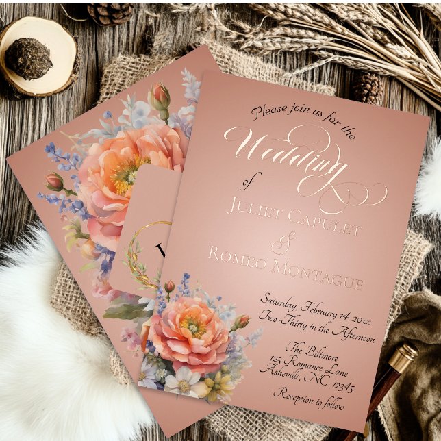 Watercolor Wildflowers, Monogram - Rose Gold (Creator Uploaded)