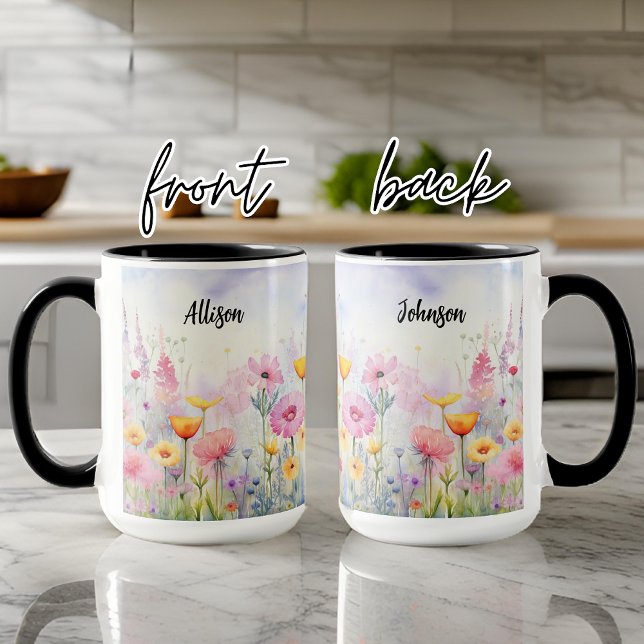 Watercolor wildflowers mug, Custom Gift for Her Mug (Gift for mom, Gift for her, Gift for grandma, birthday gift for mom, birthday gift for her, nana)