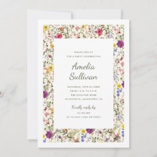 Watercolor Wildflowers Party Invitation