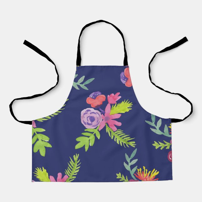 Watercolor Wildflowers Pattern Apron (Front)