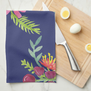 Watercolor Wildflowers Pattern Tea Towel