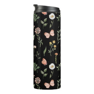 Watercolor Wildflowers Pattern Thermal Tumbler