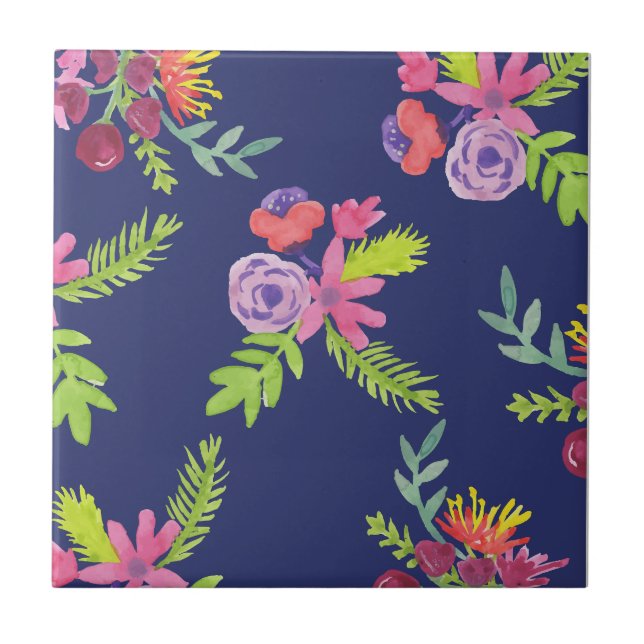 Watercolor Wildflowers Pattern Tile (Front)
