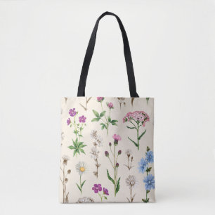 Watercolor wildflowers pattern. tote bag