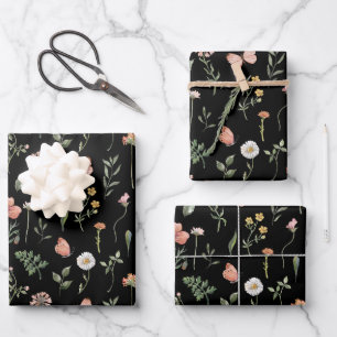 Watercolor Wildflowers Pattern Wrapping Paper Sheet