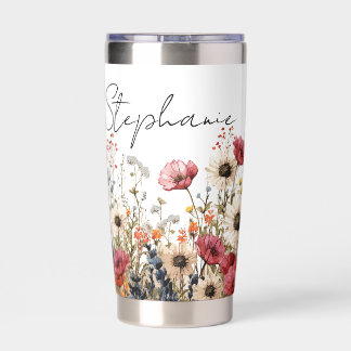 Watercolor wildflowers personalised insulated tumbler