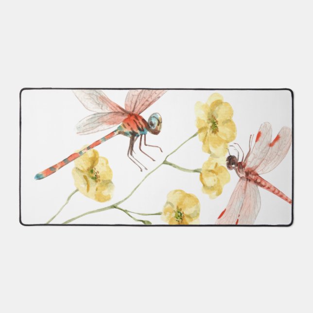Watercolor Wildflowers Personalised Script Name Desk Mat (Front)