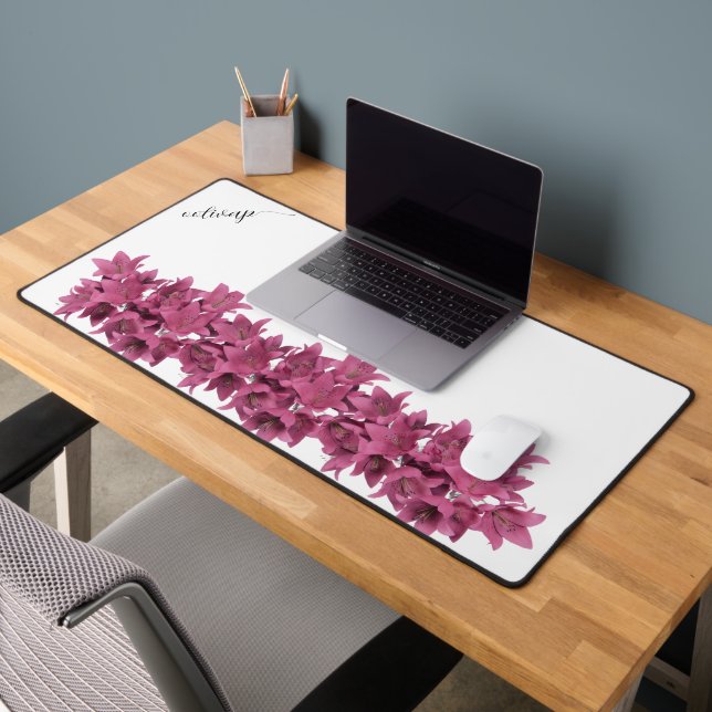 Watercolor Wildflowers Personalised Script Name Desk Mat (Office 2)