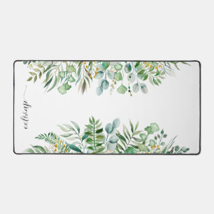 Watercolor Wildflowers Personalised Script Name Desk Mat