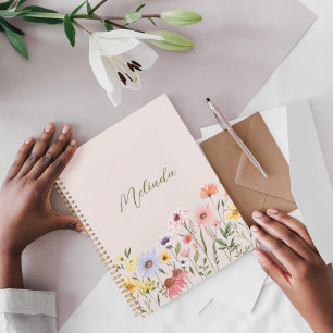 Watercolor Wildflowers Personalised Script Name Planner