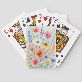 Watercolor Wildflowers Playing Cards