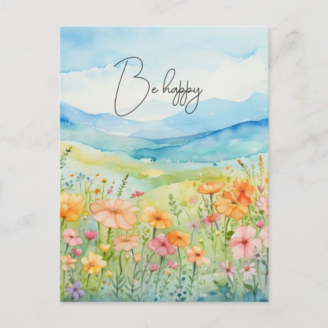 Watercolor Wildflowers Postcard (Front)