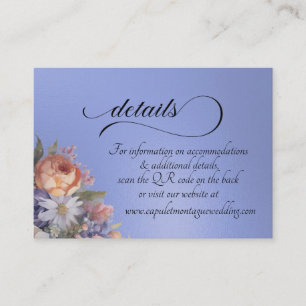 Watercolor Wildflowers, QR Code - Blue Enclosure Card