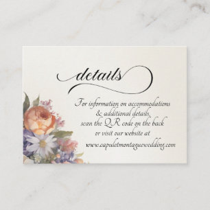 Watercolor Wildflowers, QR Code - Ivory Enclosure Card