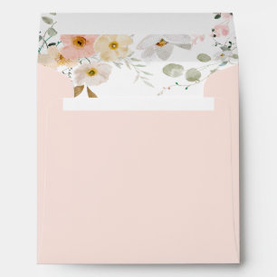 Watercolor wildflowers return address square envelope