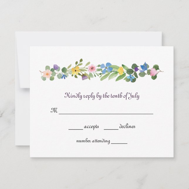 Watercolor Wildflowers RSVP Response Card (Front)