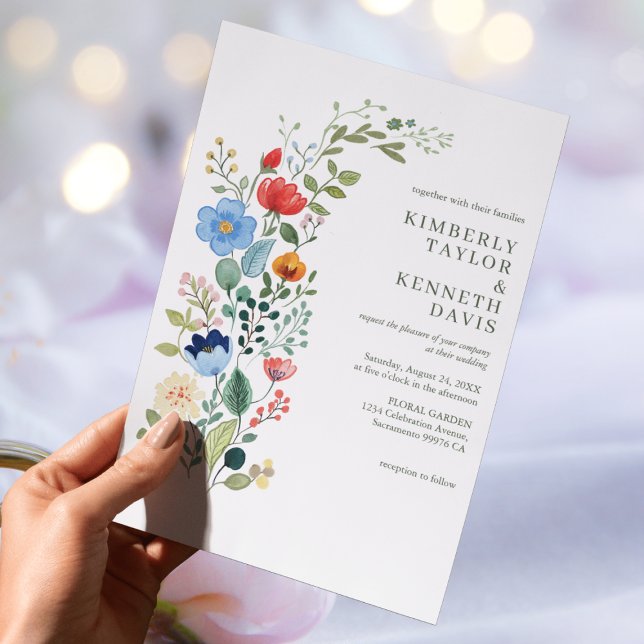 Watercolor Wildflowers Rustic Chic Garden Wedding Invitation (Creator Uploaded)