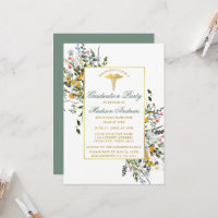 Watercolor Wildflowers Sage Green Nurse Grad Party