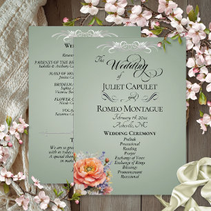 Watercolor Wildflowers - Sage Wedding Programme