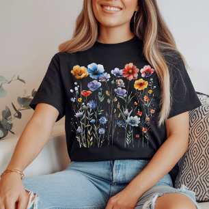 Watercolor Wildflowers Shirt Gift for Her or Mum